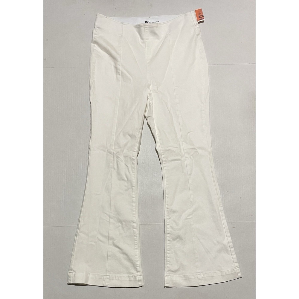 I.n.c. International Concepts Womens High-Rise Pull-on Flare Ivory Size 12P NWT